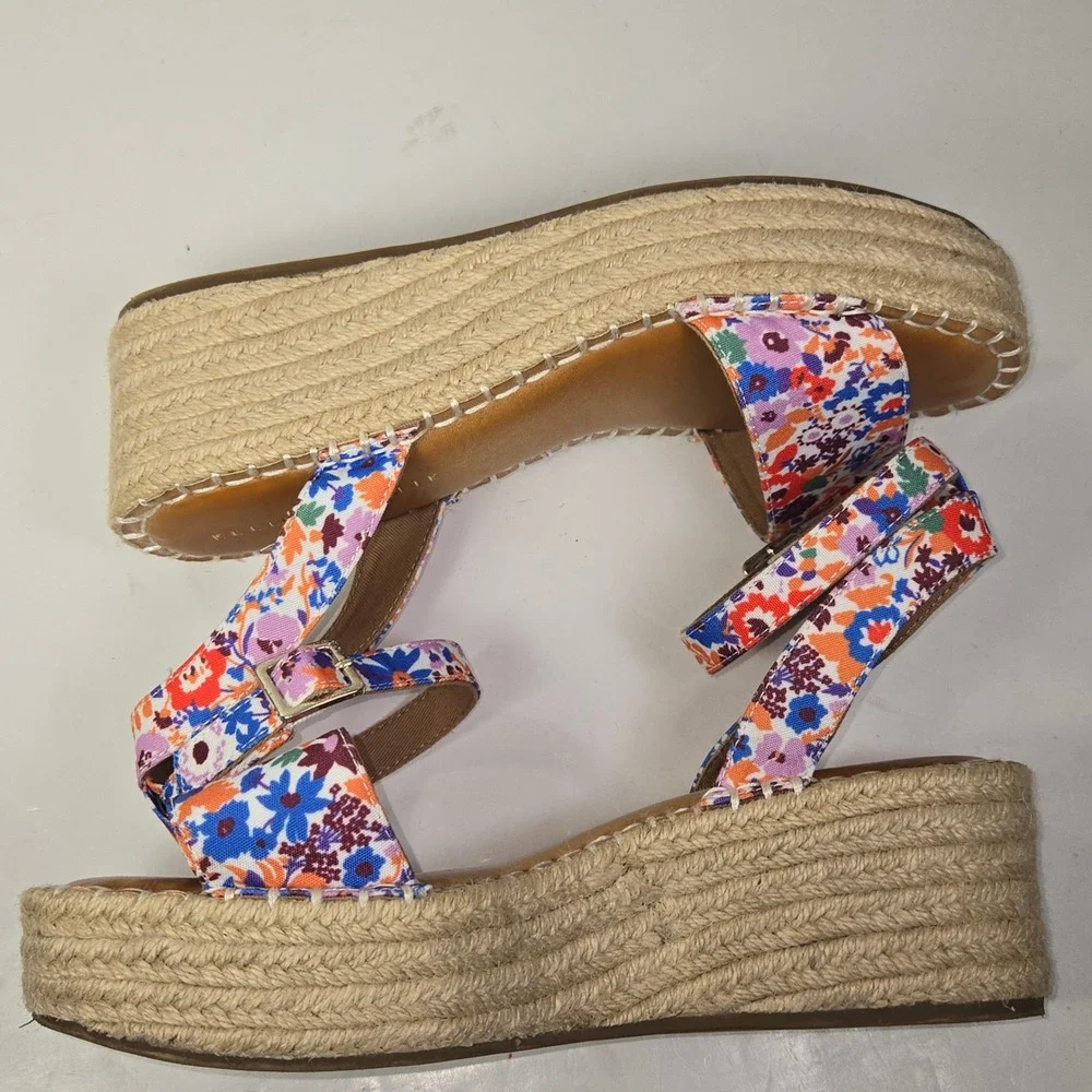 Kelly & Katie Faydrena Floral Espadrille Wedge Sandals Multi Color Womens‎ 8.5M